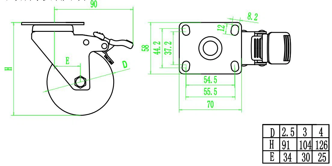 product-1-1 light duty PU caster Swivel with Brake