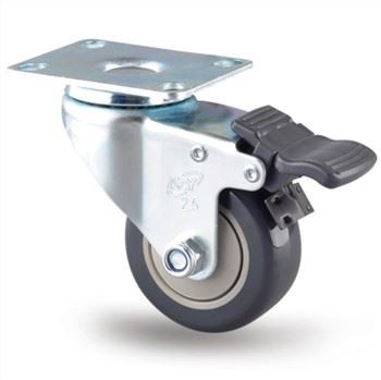 2.5 Inch PU On PP Swivel Casters With Brake For Trolleys